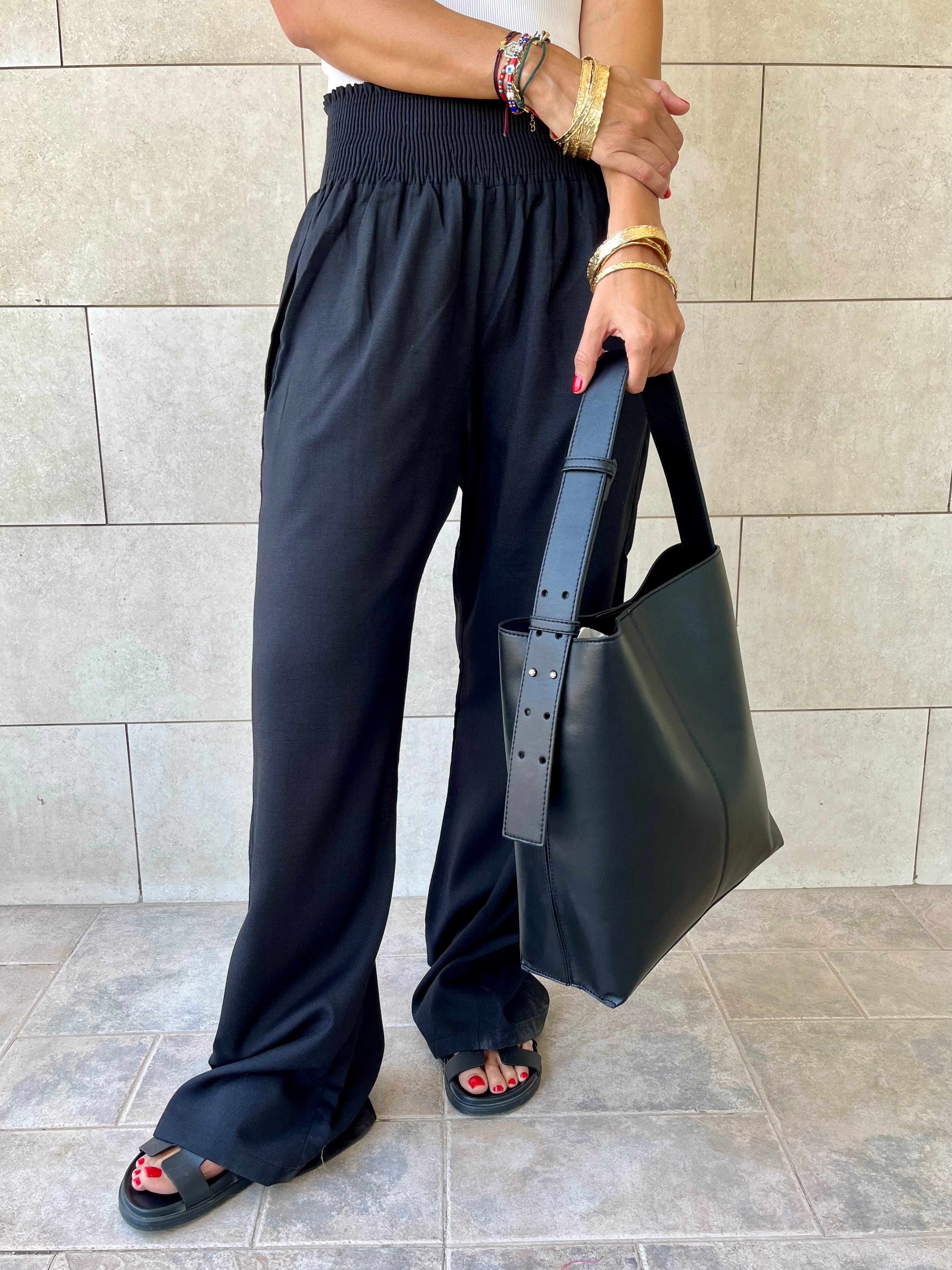 Black Frillu Leather Belt Bag