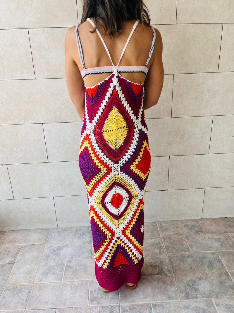 Burgundy For The Love Of Love Crochet Coverup
