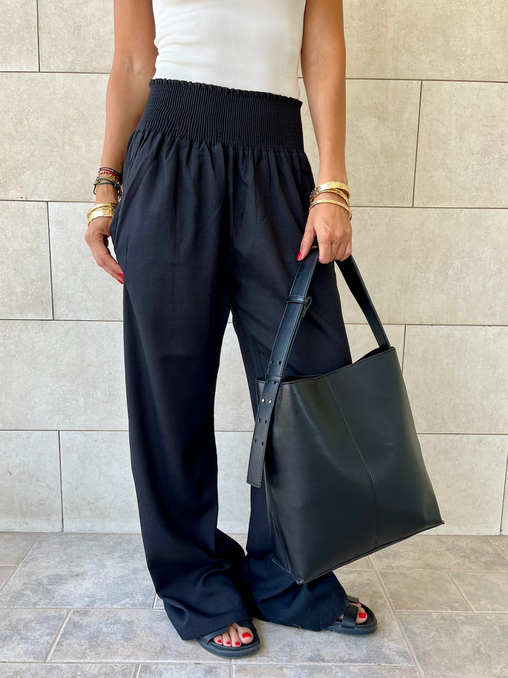 Black Frillu Leather Belt Bag