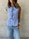 Blue Sunshine Bows Stripe Top