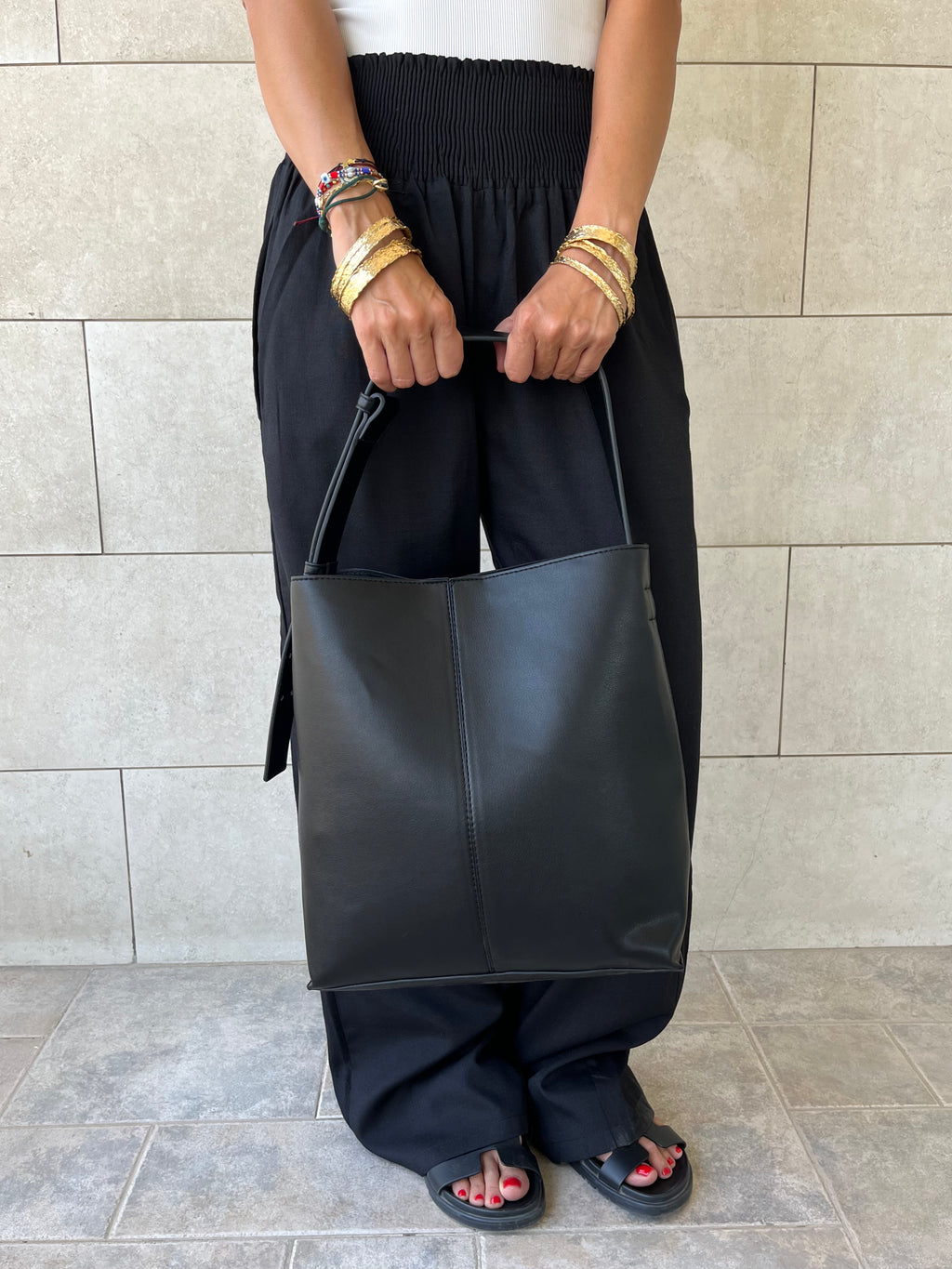 Black Frillu Leather Belt Bag