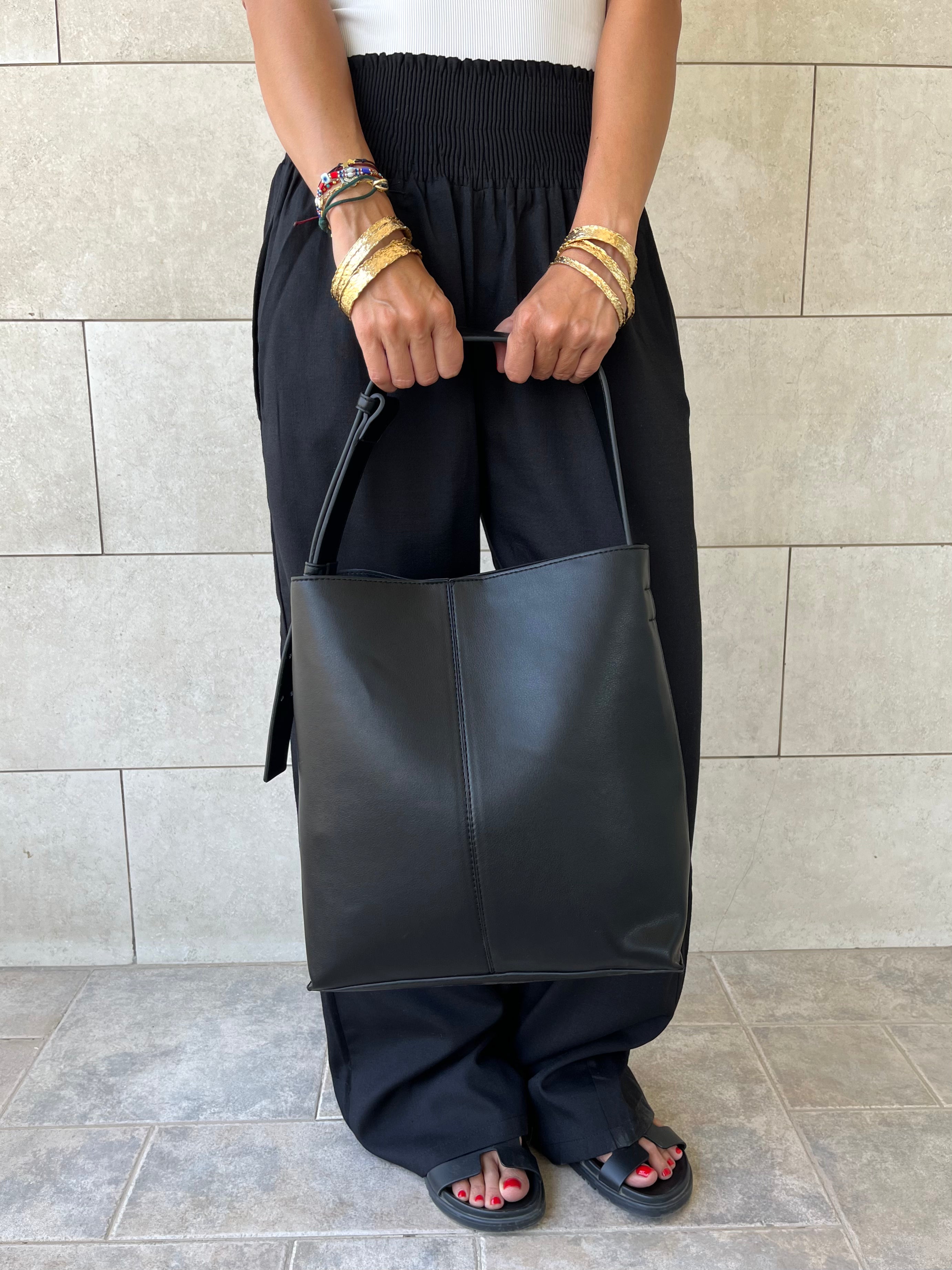 Black Frillu Leather Belt Bag