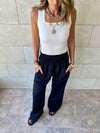 Black Elastic Boho Pants