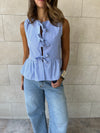 Blue Sunshine Bows Stripe Top