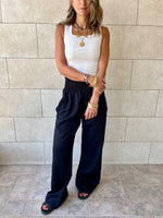 Black Elastic Boho Pants