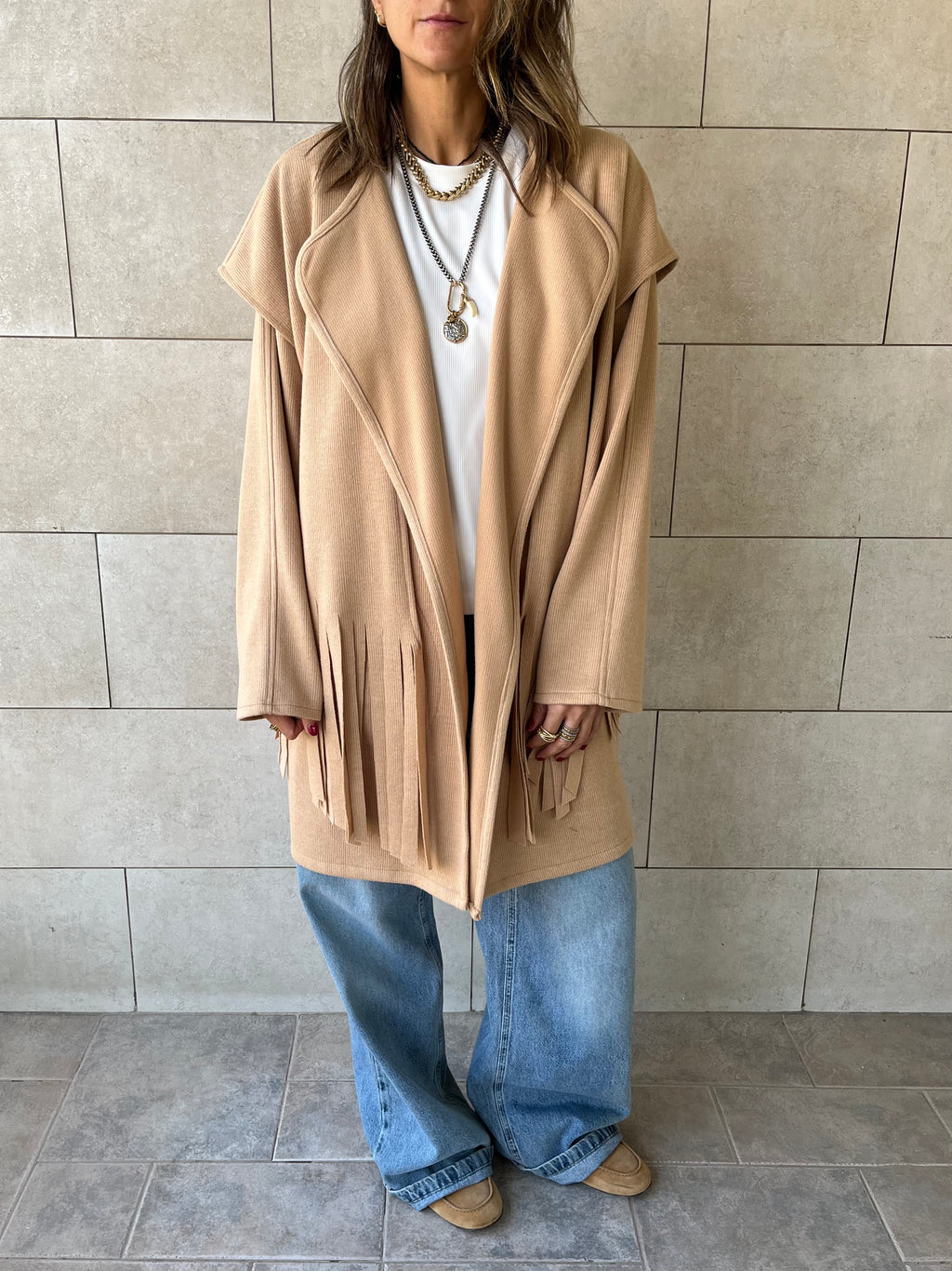 Beige Fringe Jacket