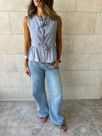 Grey Sunshine Bows Top