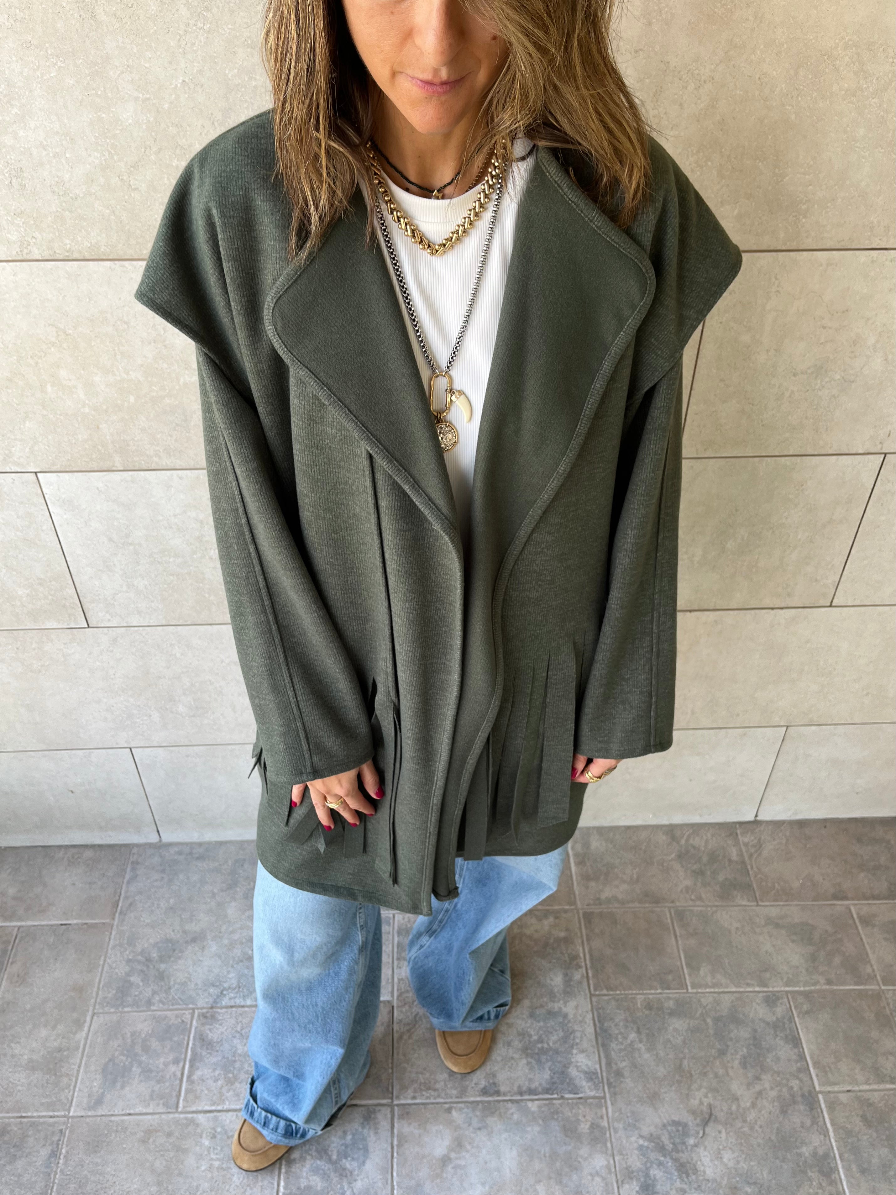 Olive Fringe Jacket