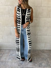 Black Zigzag Crochet Vest