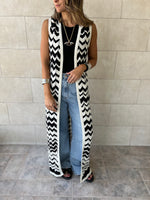 Black Zigzag Crochet Vest