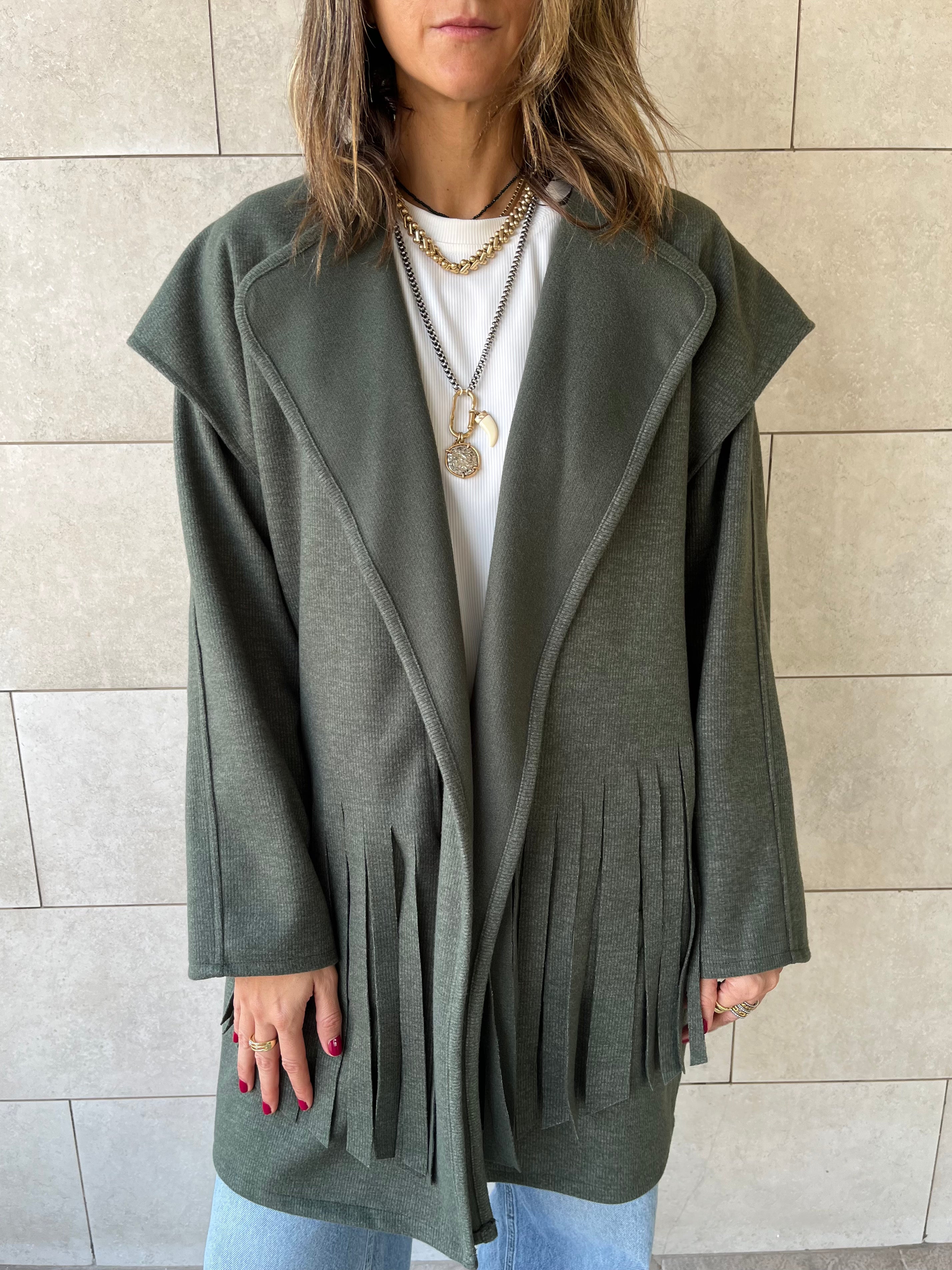 Olive Fringe Jacket