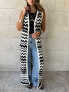 Black Zigzag Crochet Vest