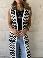 Black Zigzag Crochet Vest