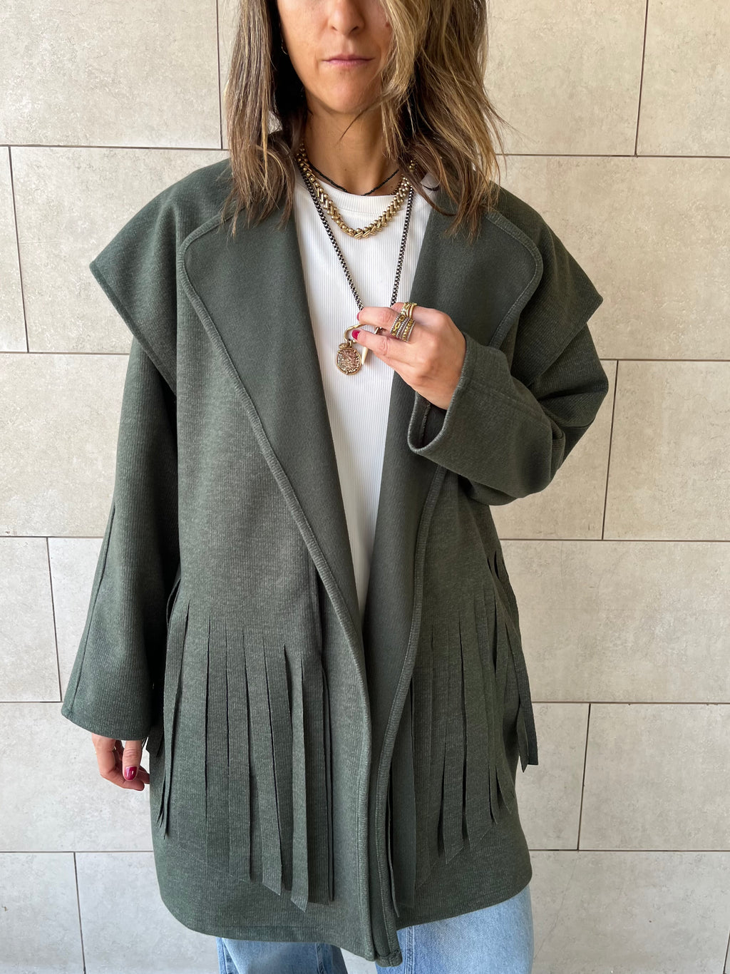 Olive Fringe Jacket