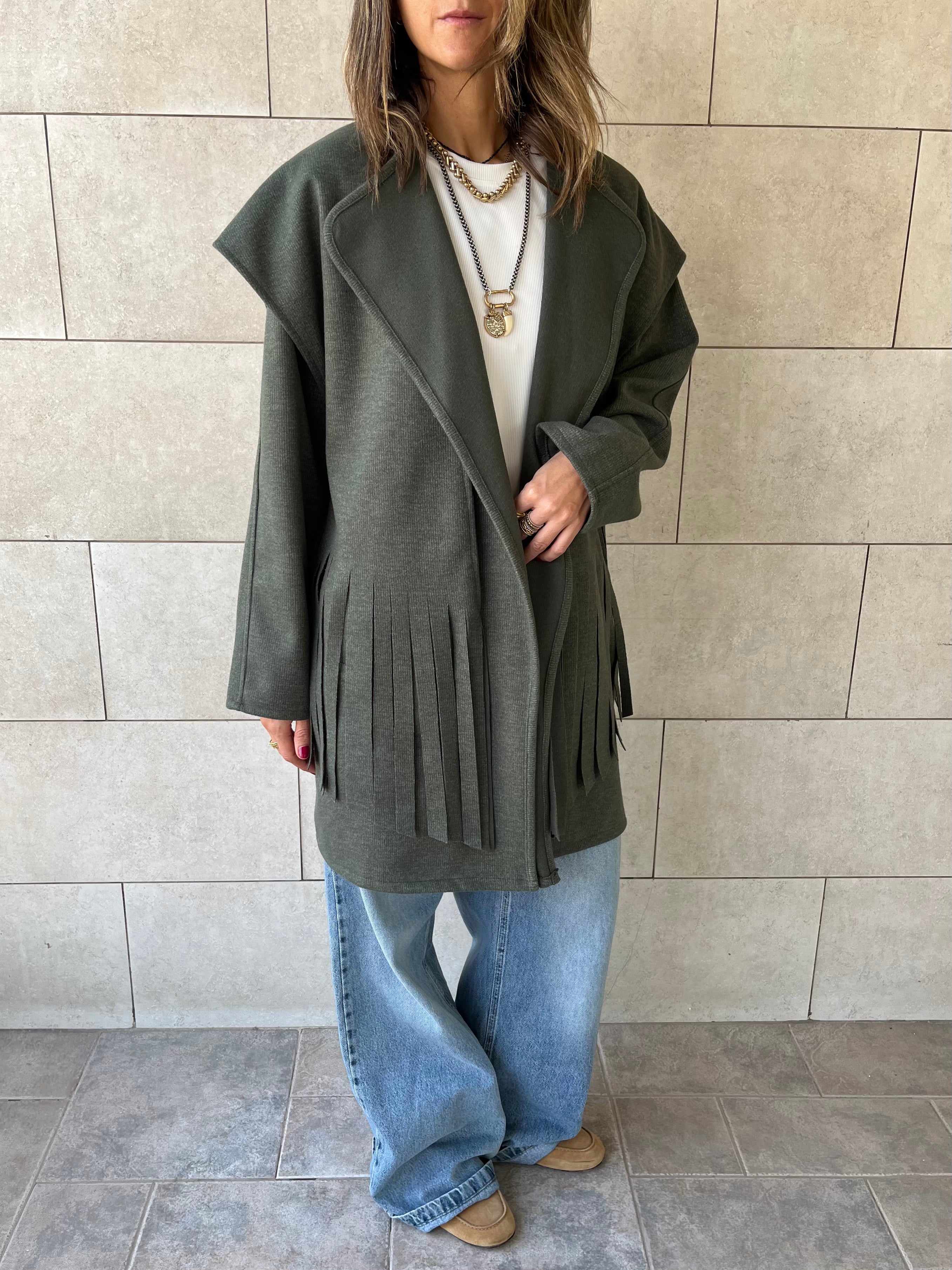 Olive Fringe Jacket