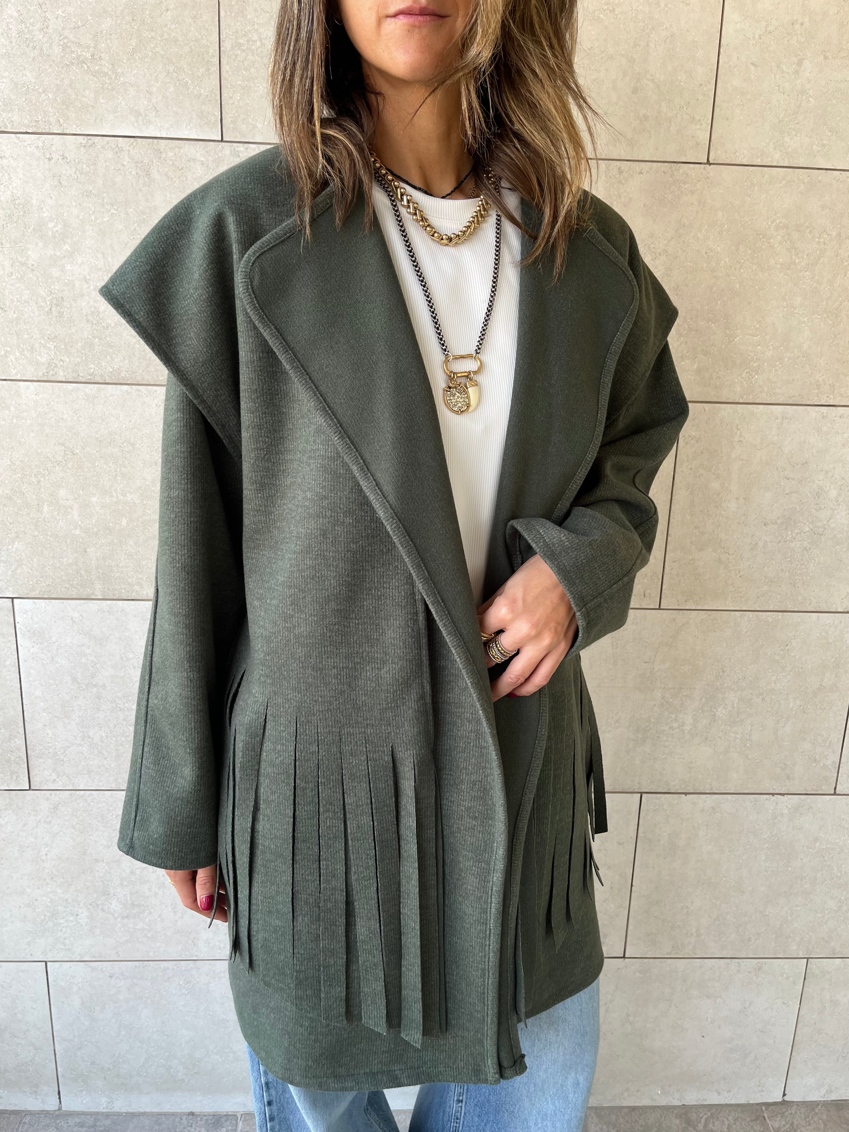 Olive Fringe Jacket