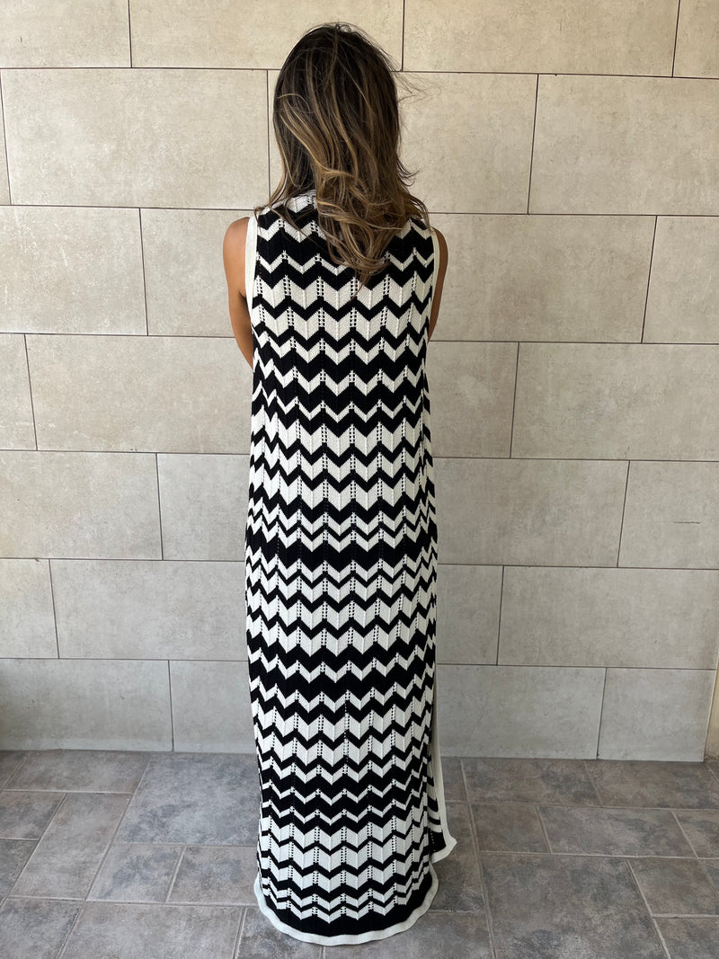 Black Zigzag Crochet Vest