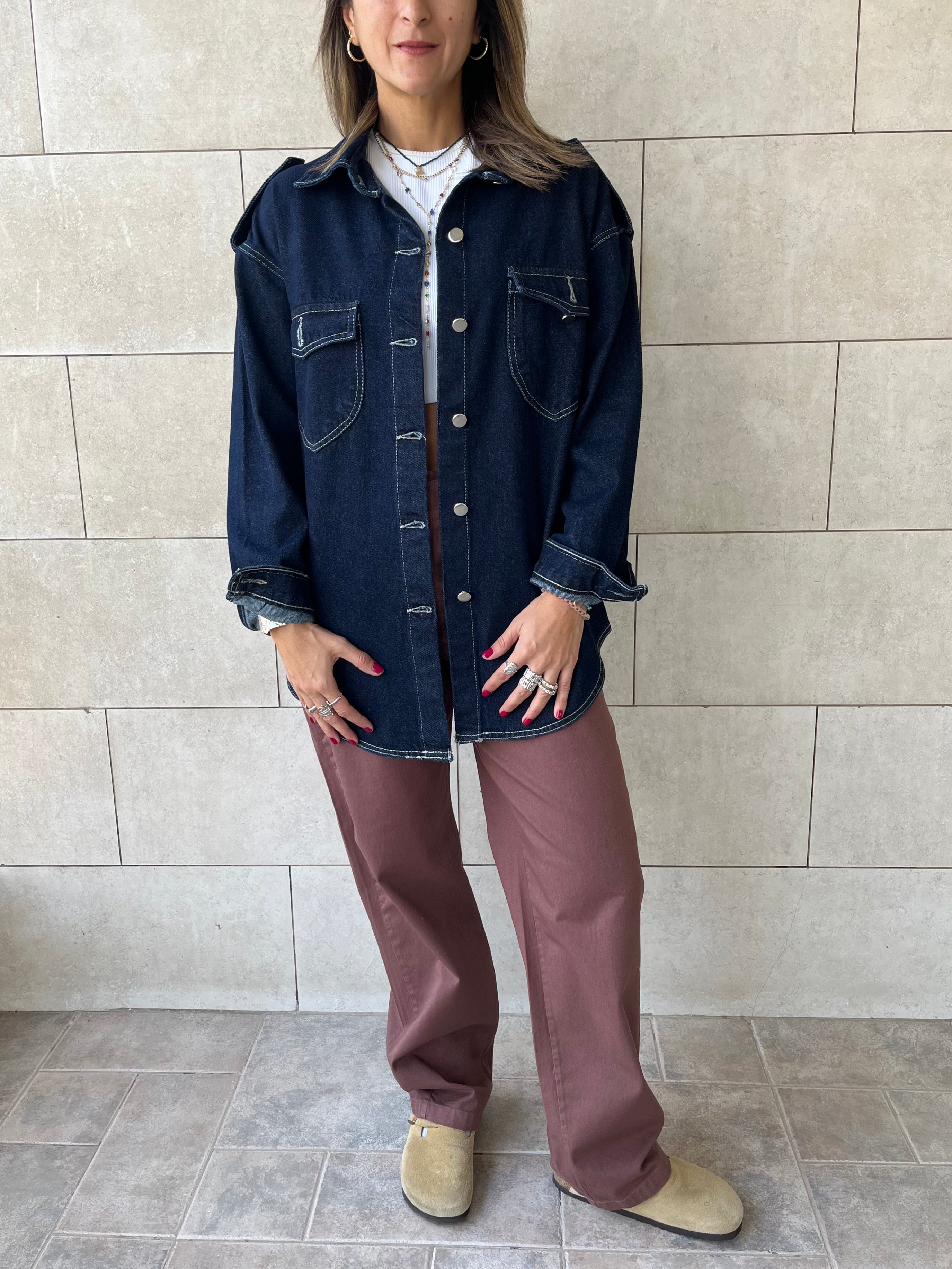 Navy Denim Utility Shirt