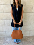 Black Buckle Side Oversized Vest