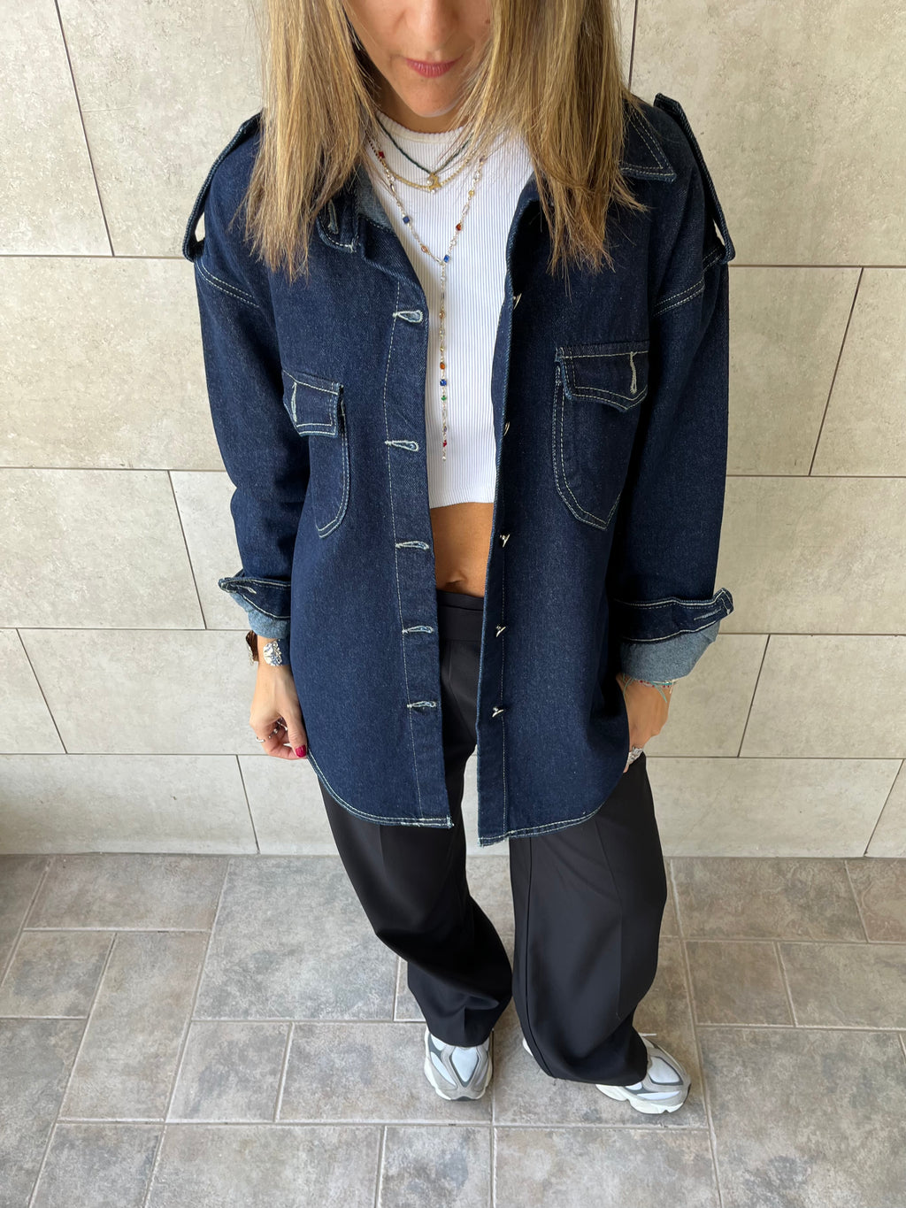 Navy Denim Utility Shirt