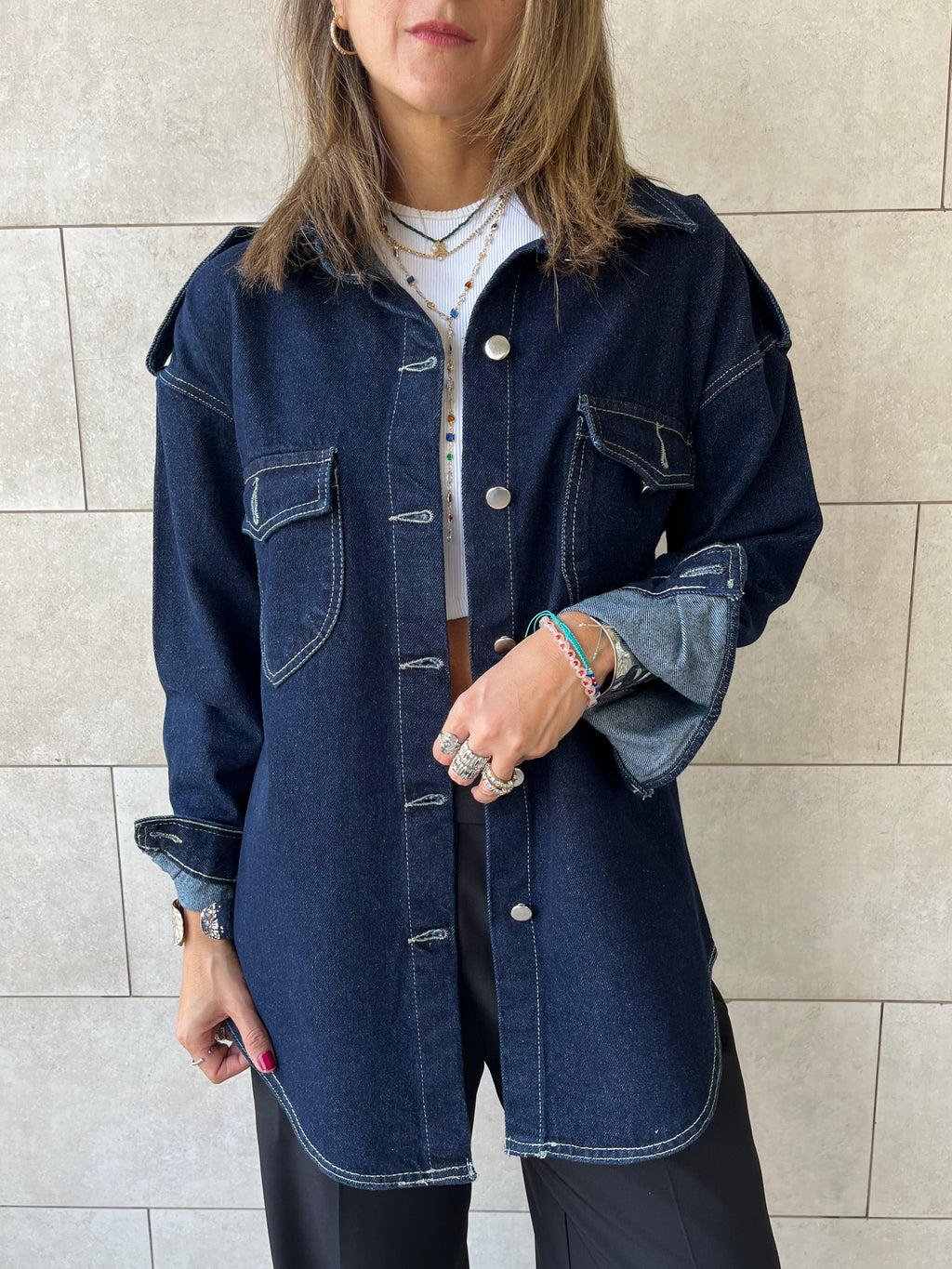 Navy Denim Utility Shirt