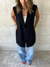 Black Buckle Side Oversized Vest