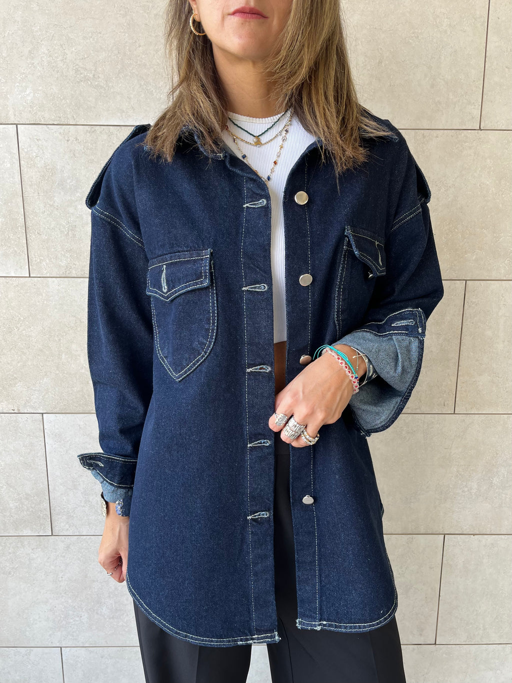 Navy Denim Utility Shirt