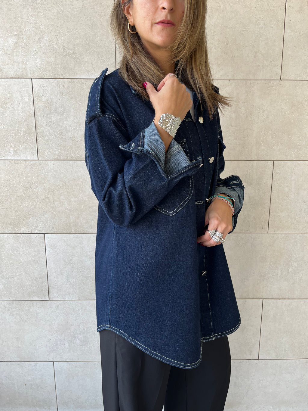 Navy Denim Utility Shirt