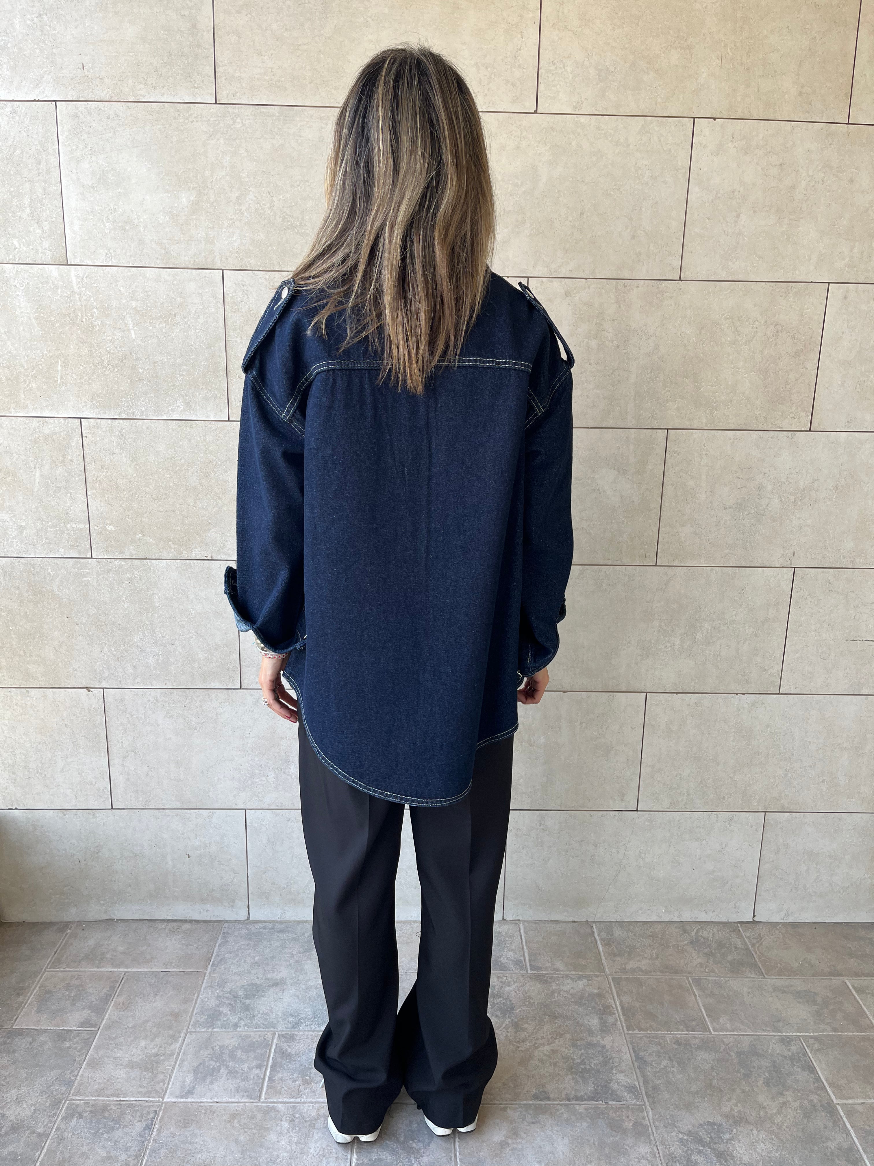 Navy Denim Utility Shirt