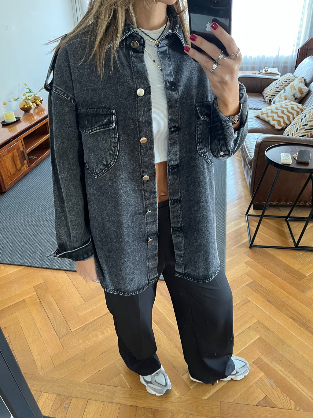 Grey Denim Utility Shirt