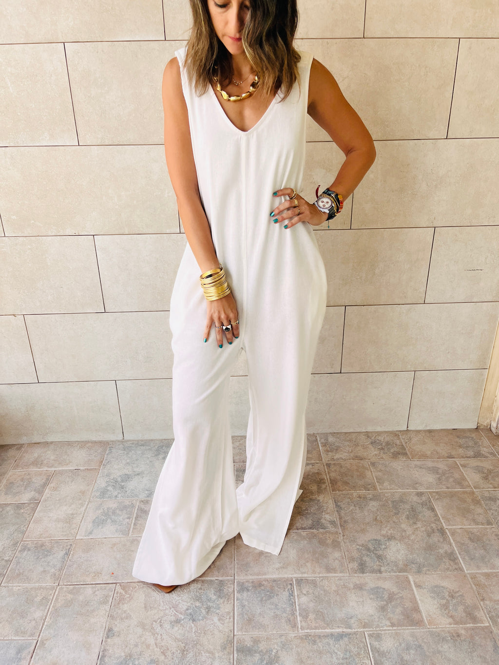 White Simple EveryWhere Jumpsuit