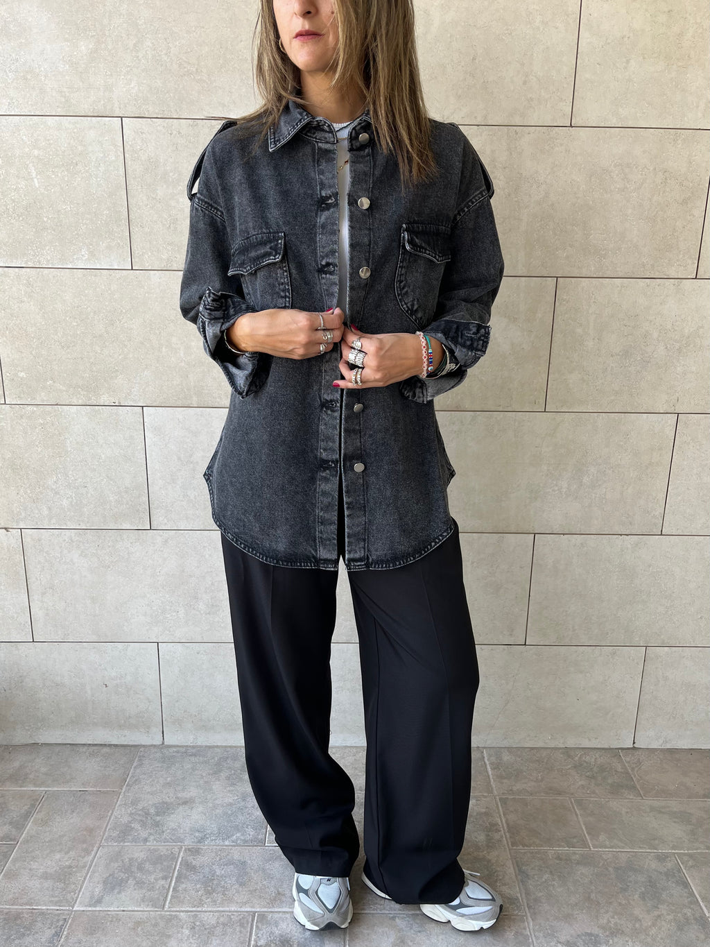 Grey Denim Utility Shirt