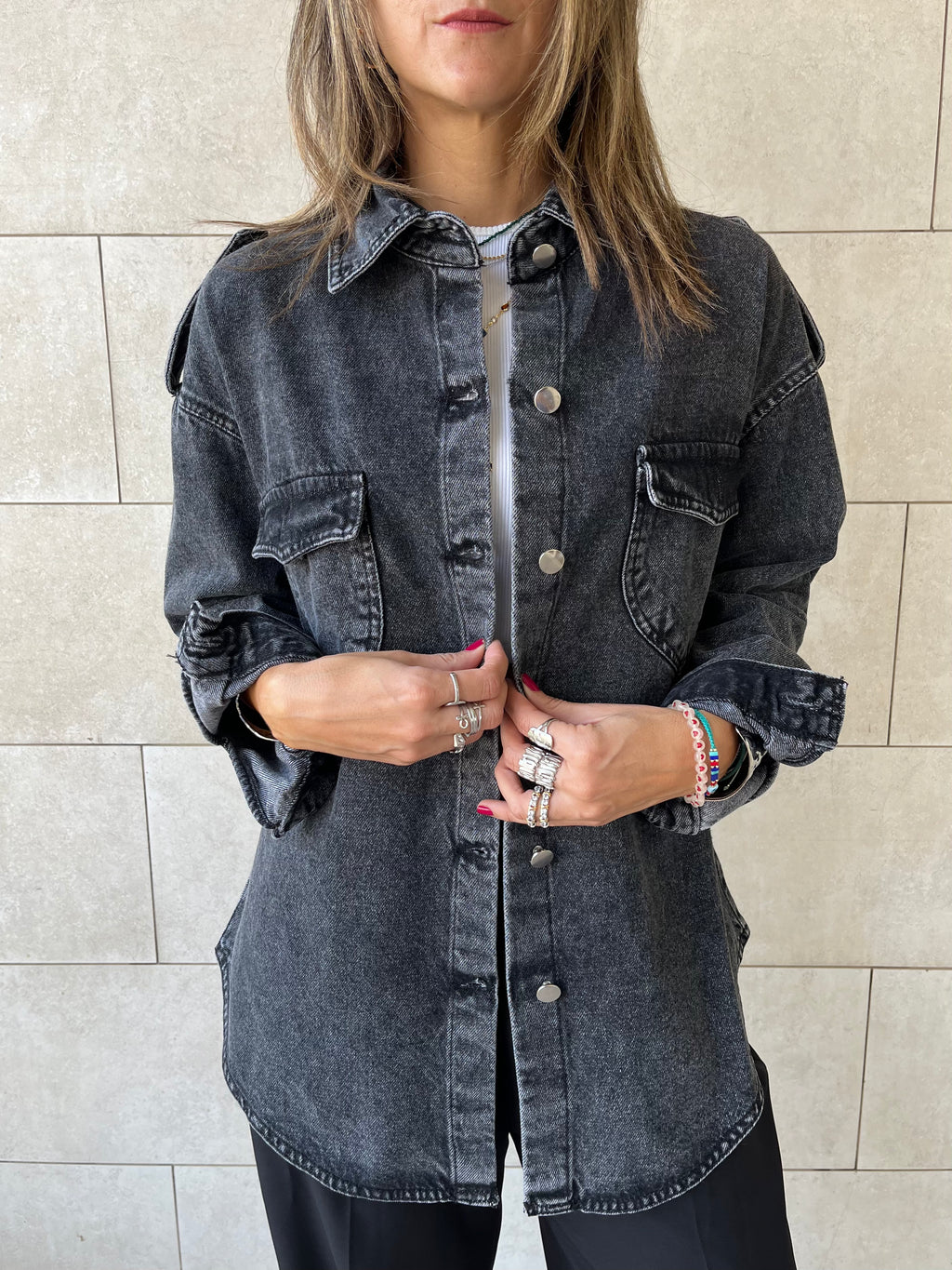 Grey Denim Utility Shirt