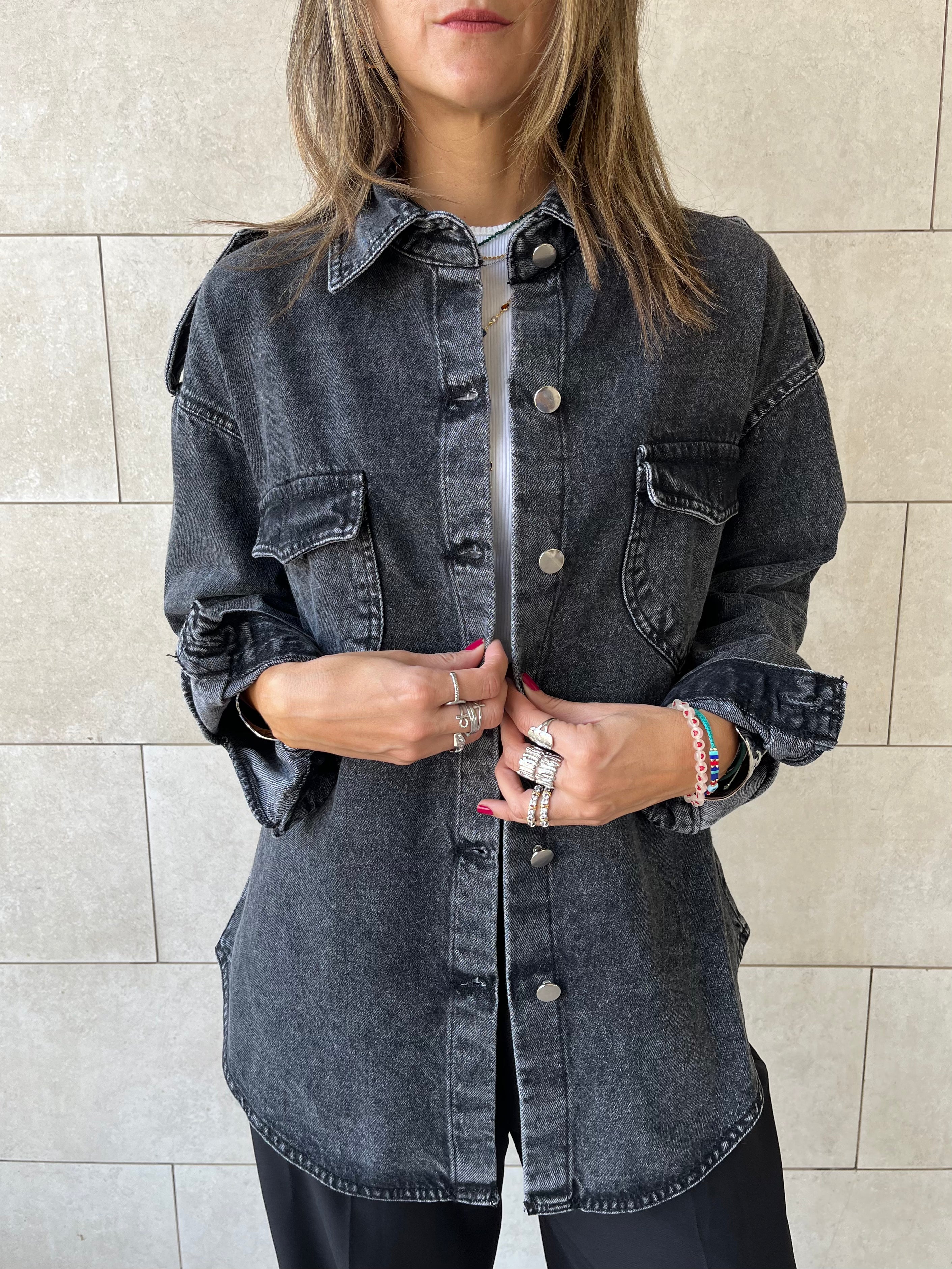 Grey Denim Utility Shirt