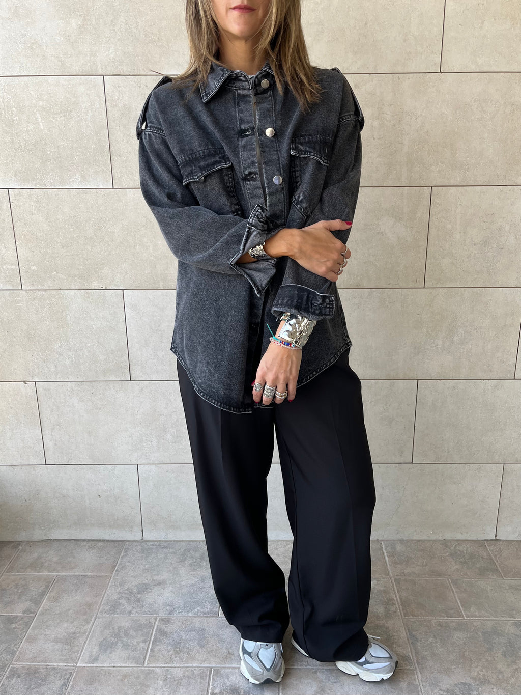 Grey Denim Utility Shirt