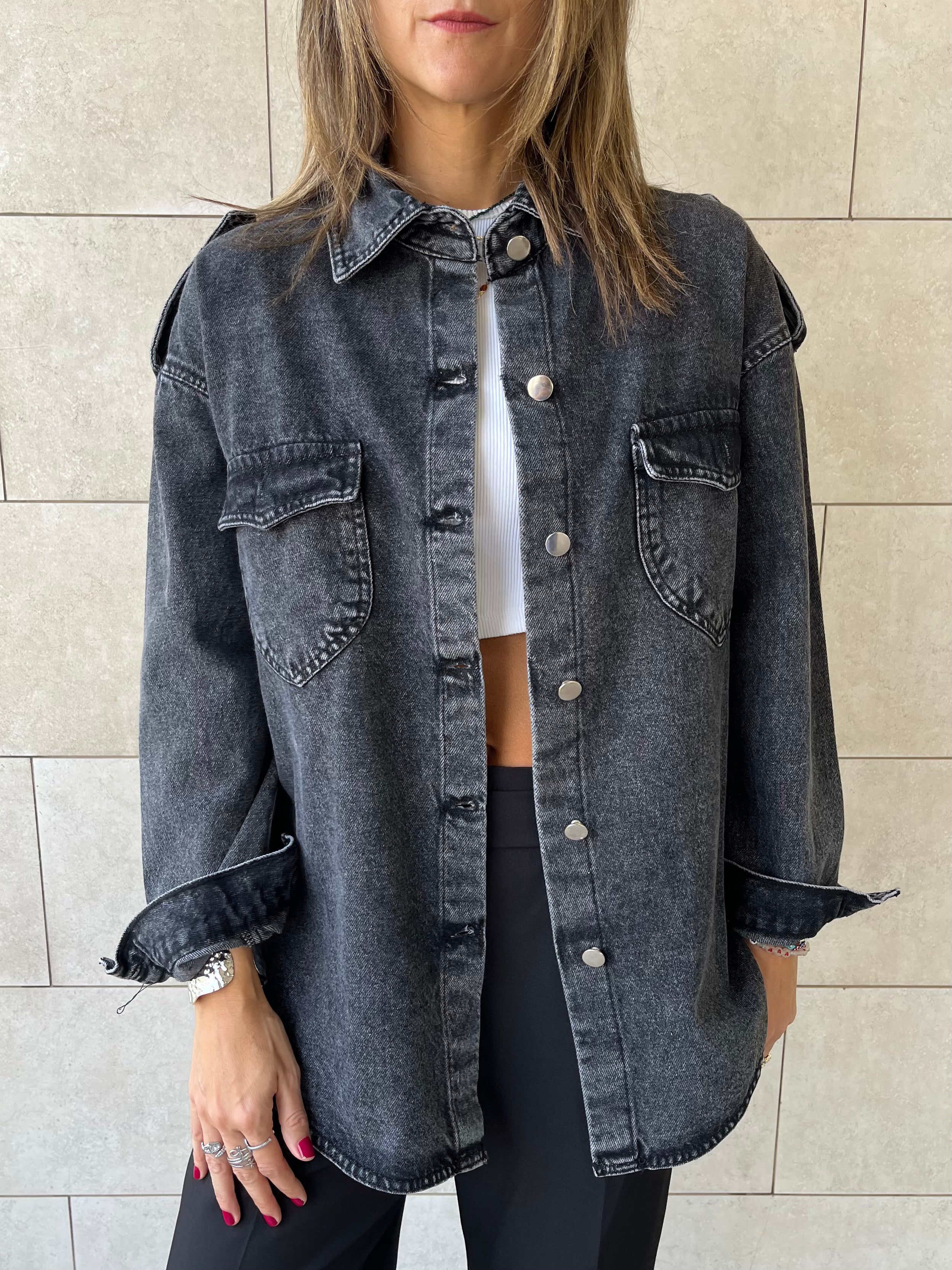 Grey Denim Utility Shirt