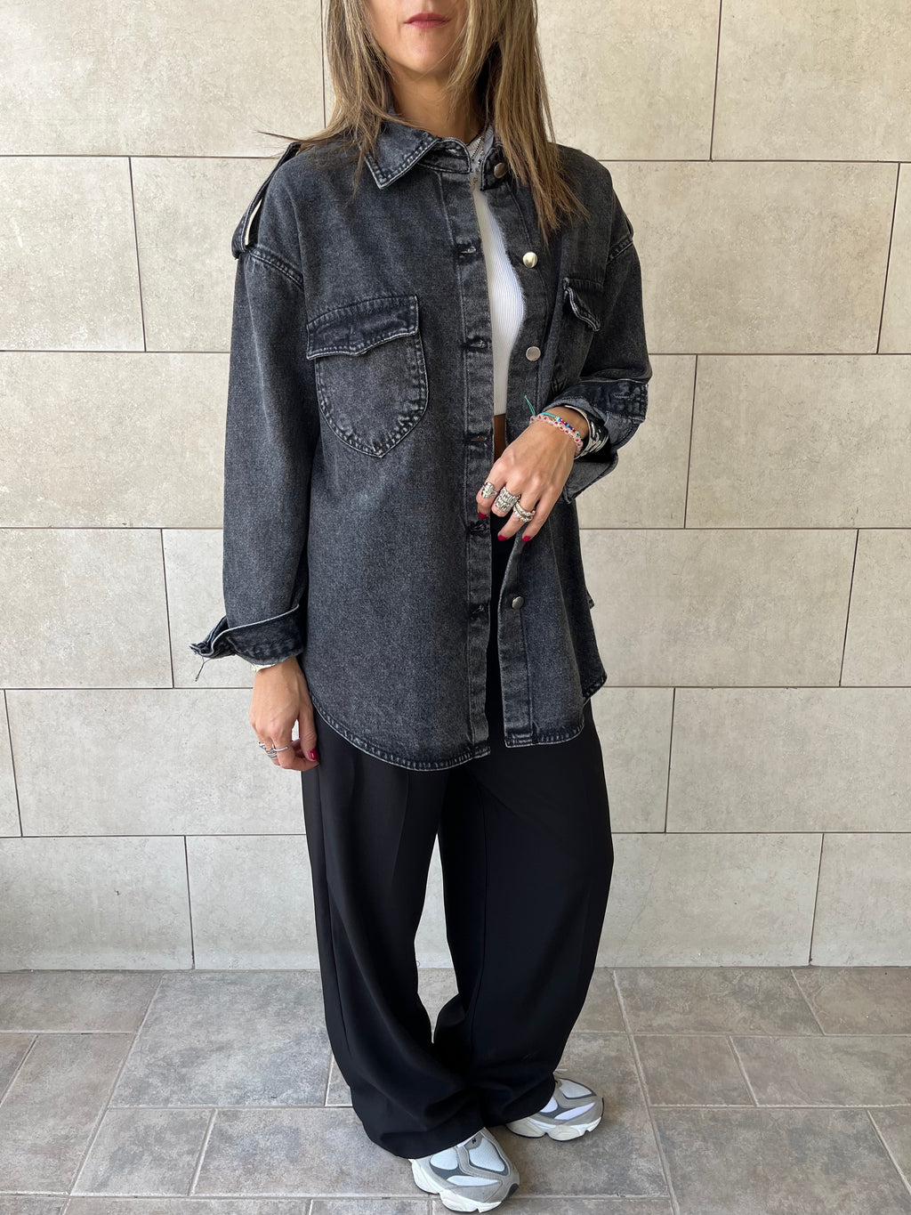 Grey Denim Utility Shirt