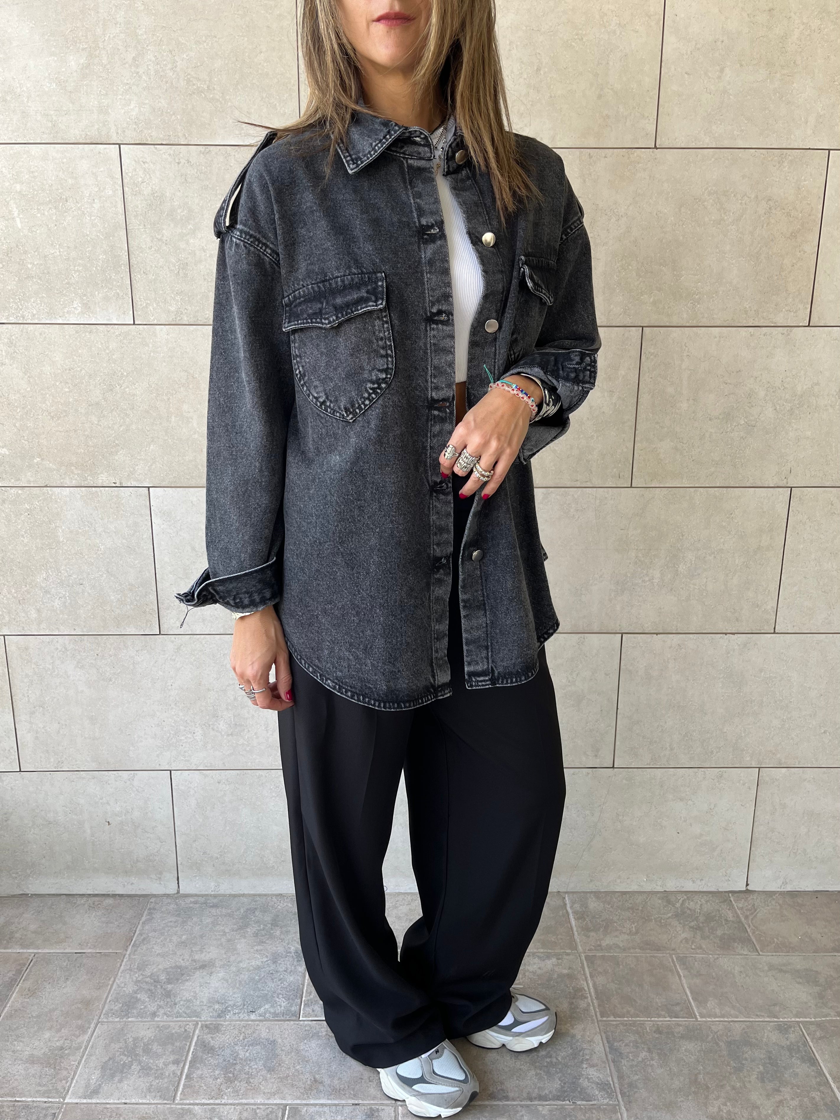 Grey Denim Utility Shirt