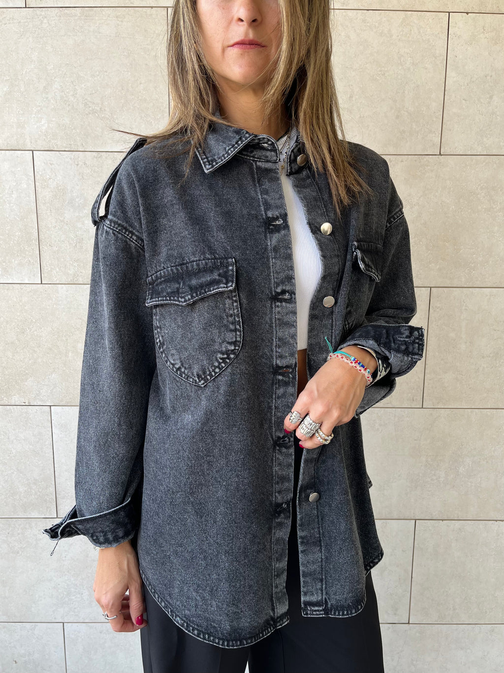 Grey Denim Utility Shirt