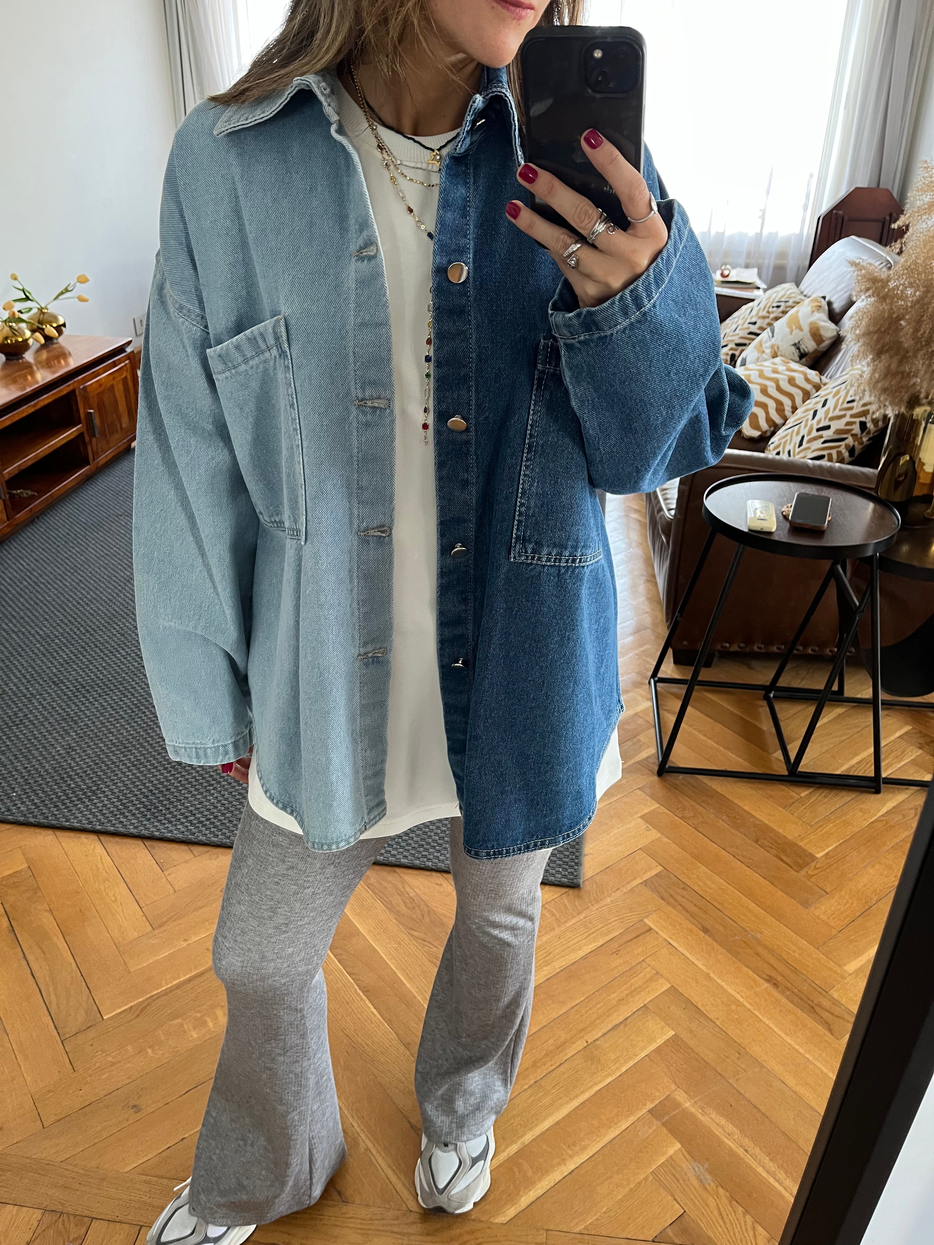 Blue Two Tone Denim Layer Shirt