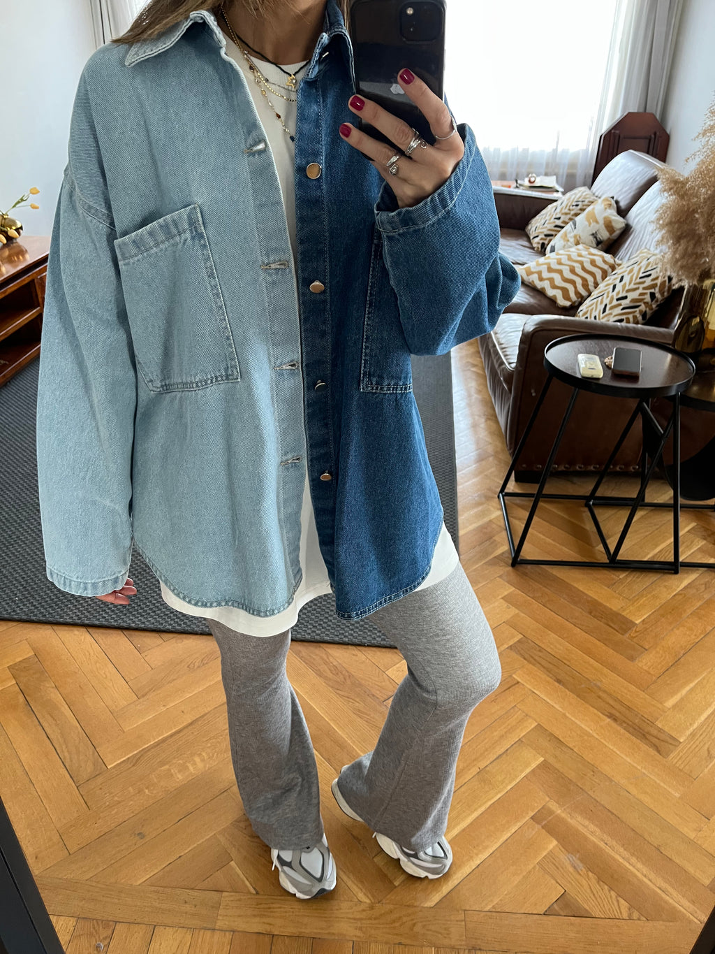 Blue Two Tone Denim Layer Shirt