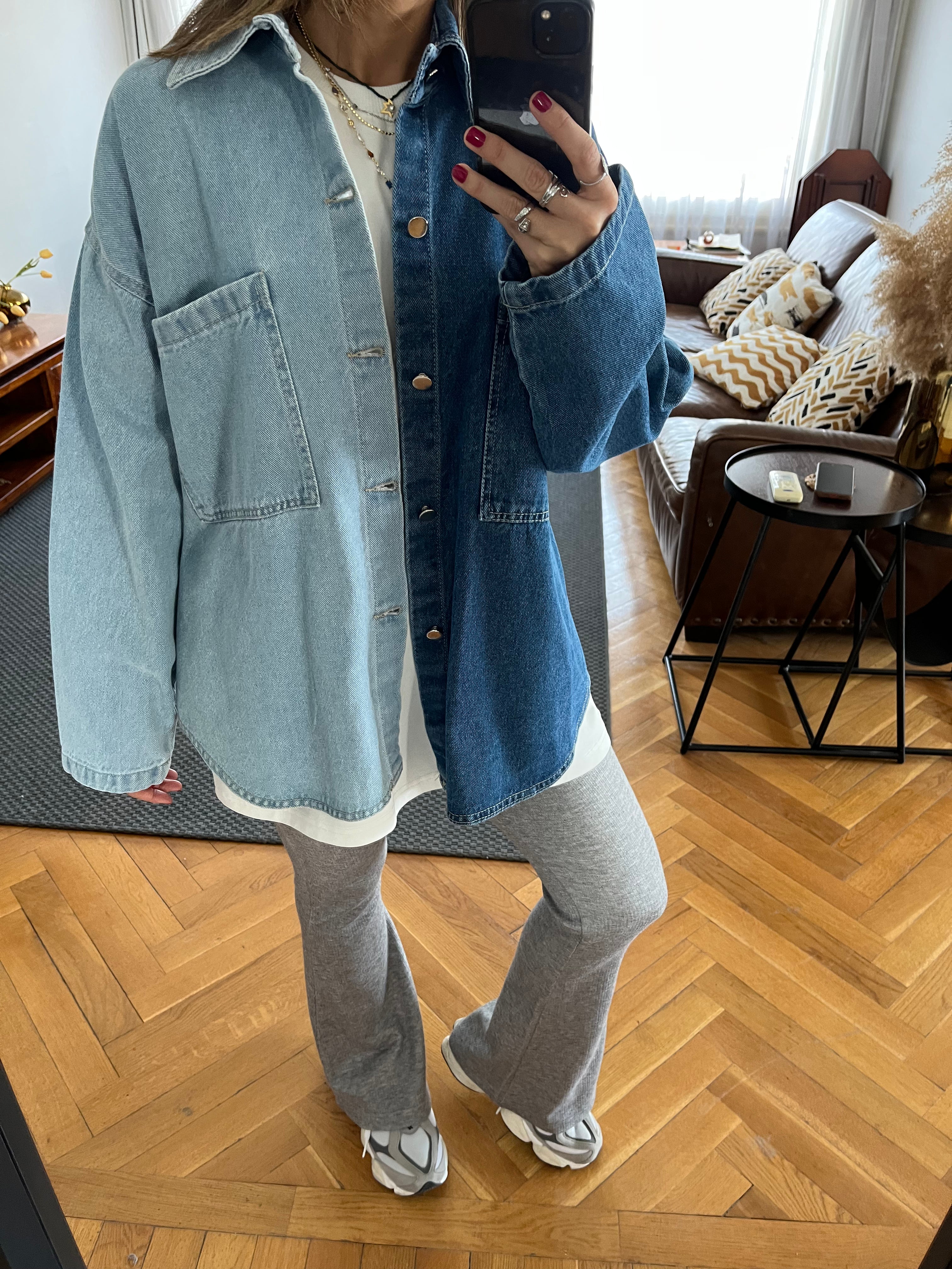 Blue Two Tone Denim Layer Shirt