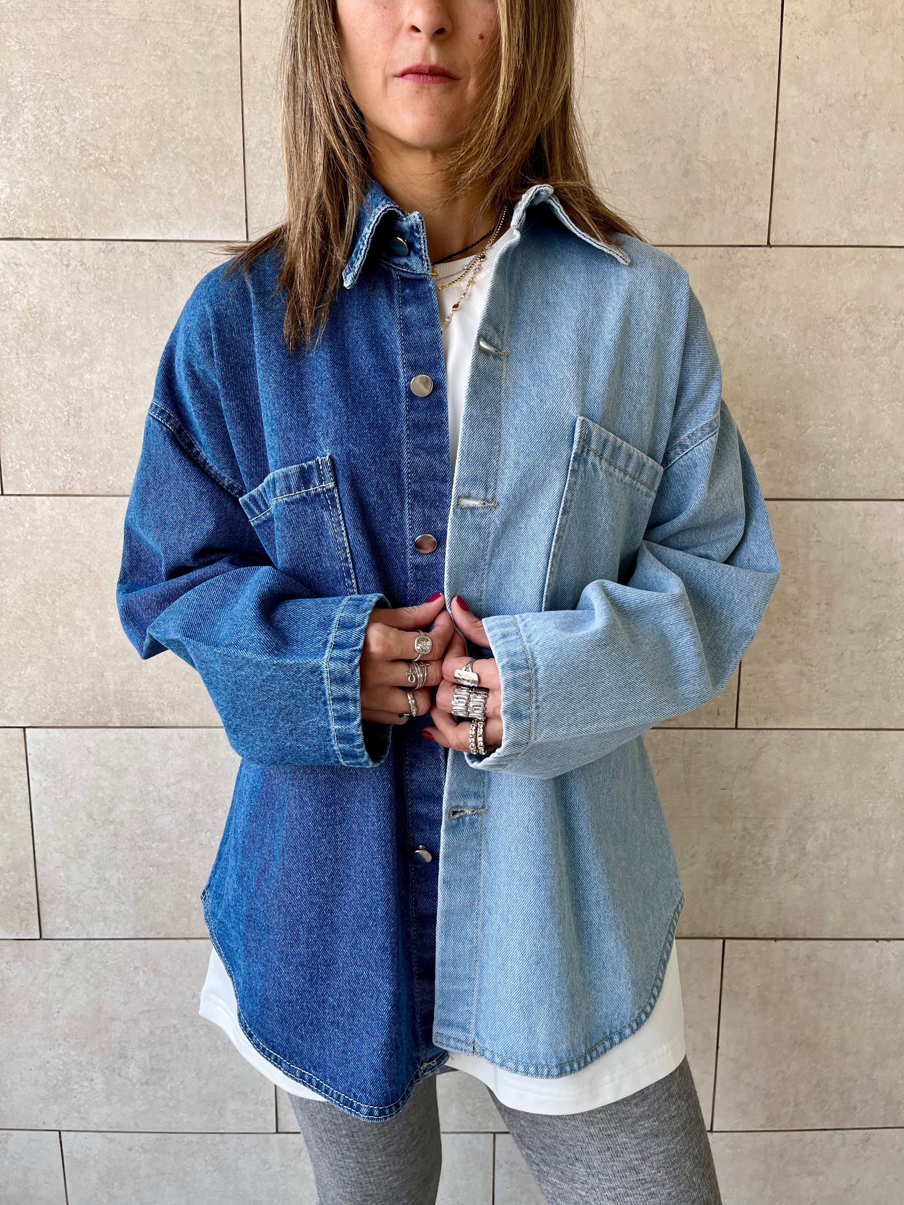 Blue Two Tone Denim Layer Shirt