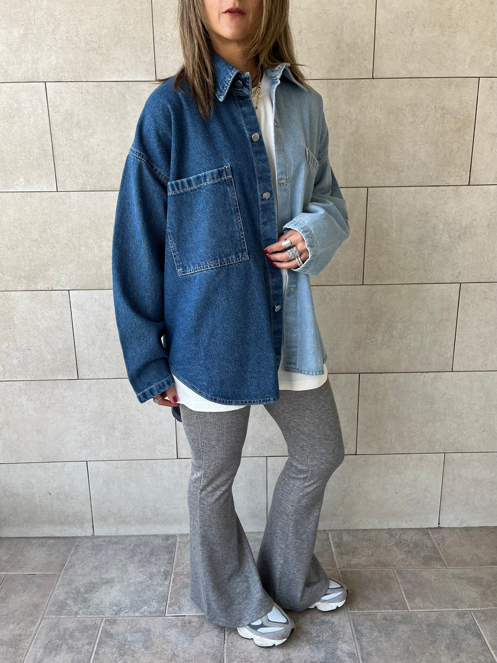 Blue Two Tone Denim Layer Shirt