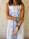 White Grecian Embroidered Linen Dress