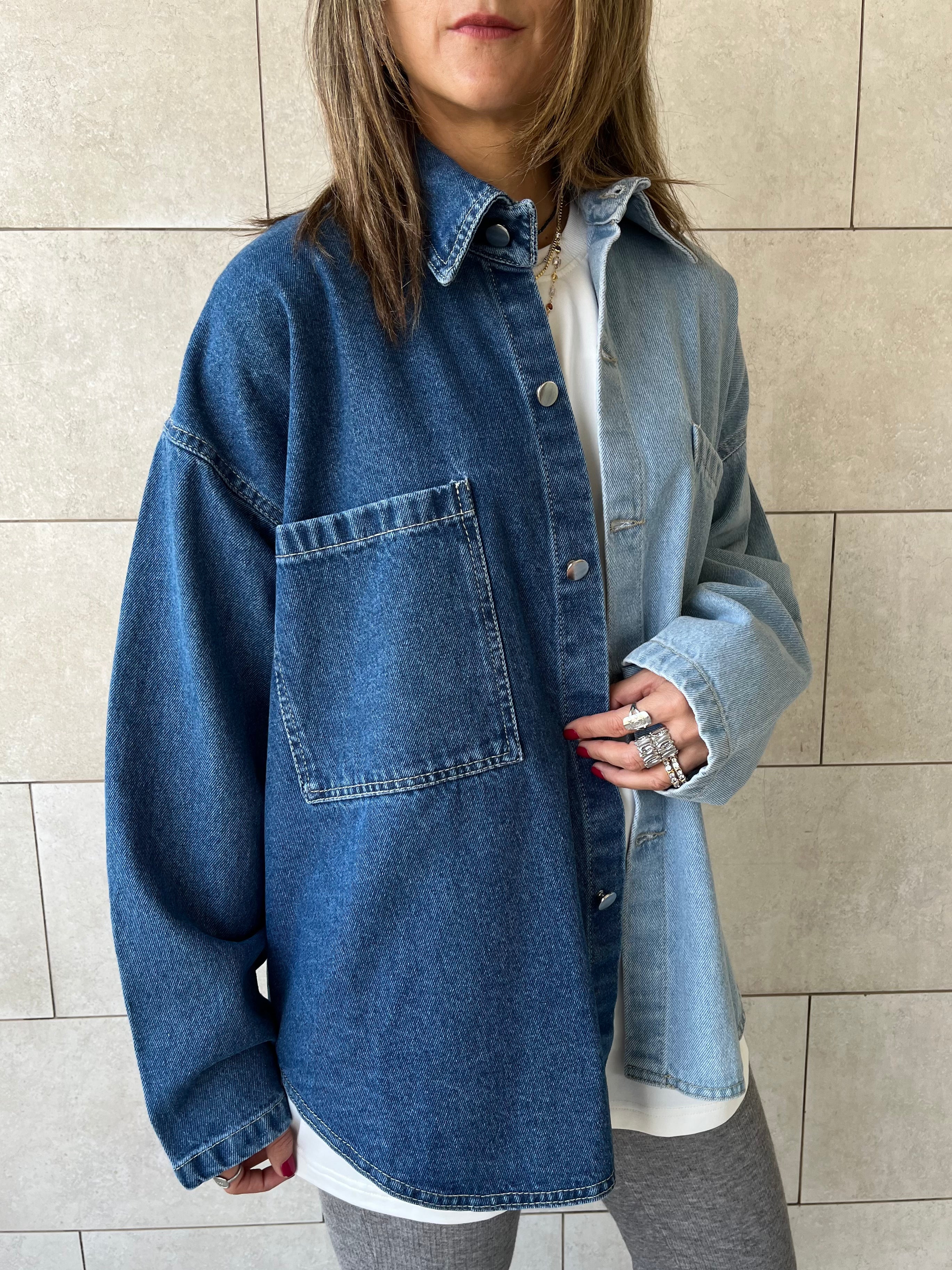 Blue Two Tone Denim Layer Shirt