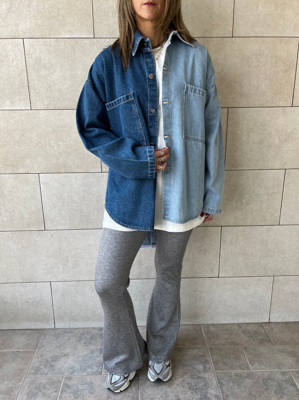 Blue Two Tone Denim Layer Shirt