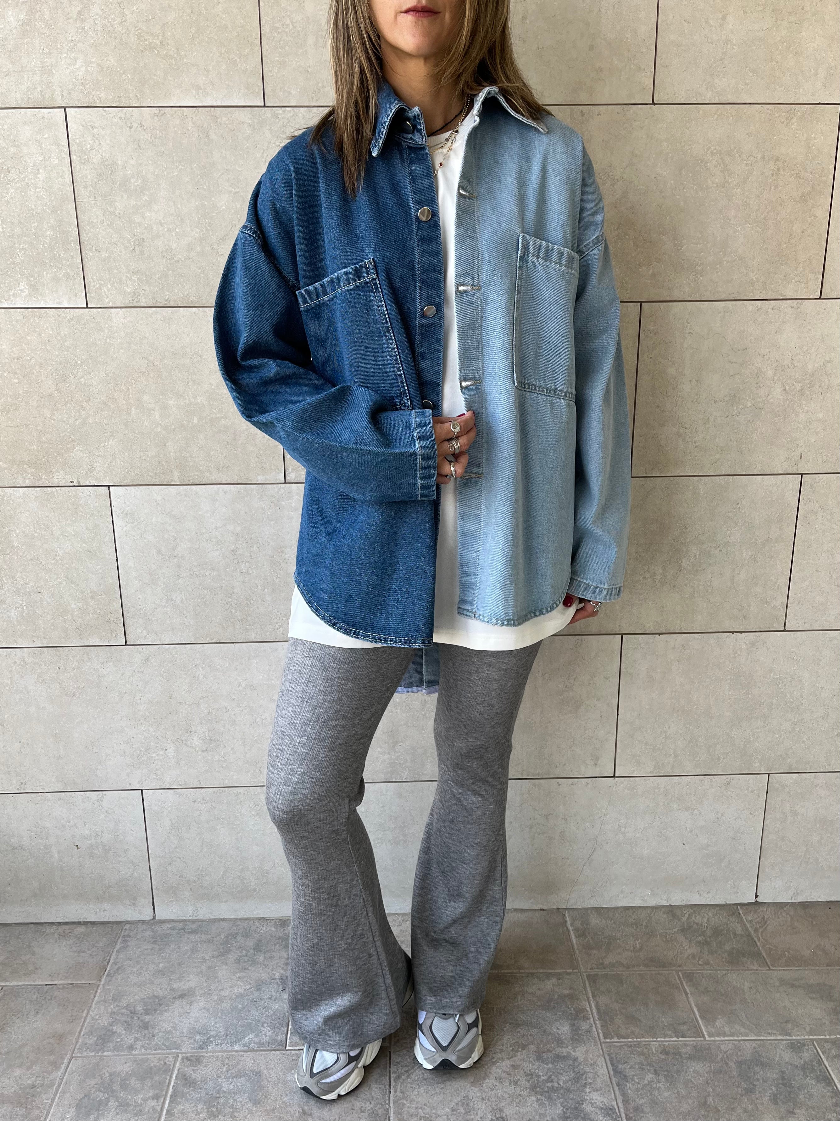 Blue Two Tone Denim Layer Shirt