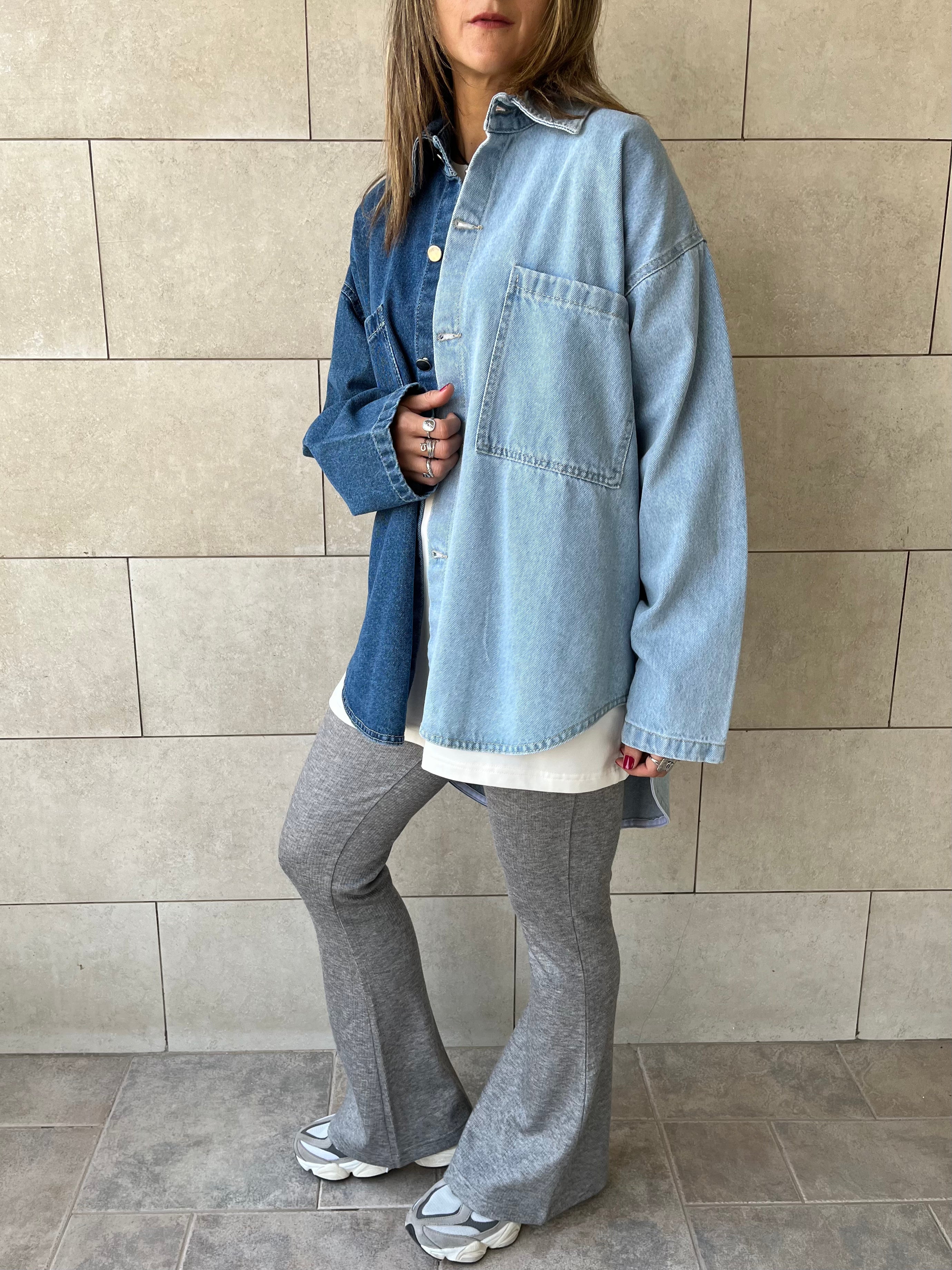 Blue Two Tone Denim Layer Shirt
