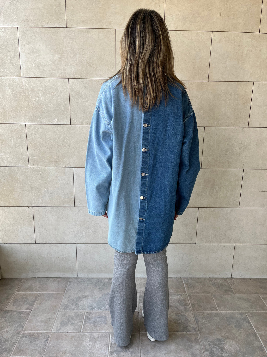 Blue Two Tone Denim Layer Shirt